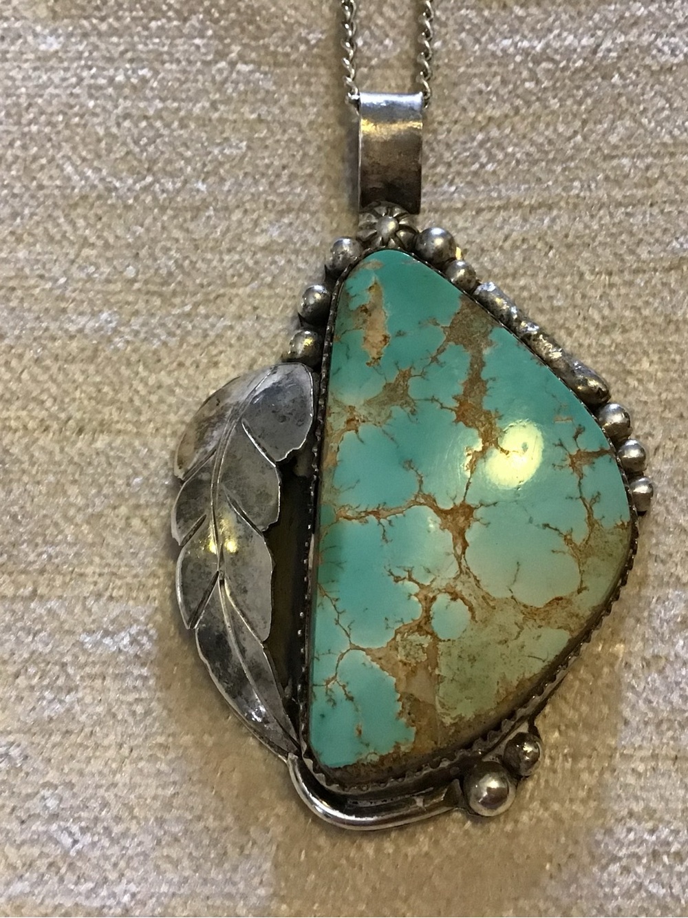 Sterling Silver Handcrafted and Designed Turquoise Pendant Necklace